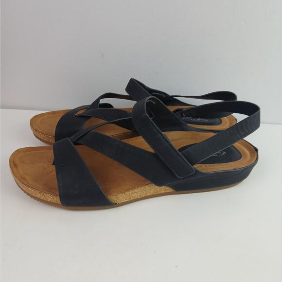 Euro Soft By Sofft SZ 11 Gianetta Sandals In Black Vegan - Picture 6 of 7